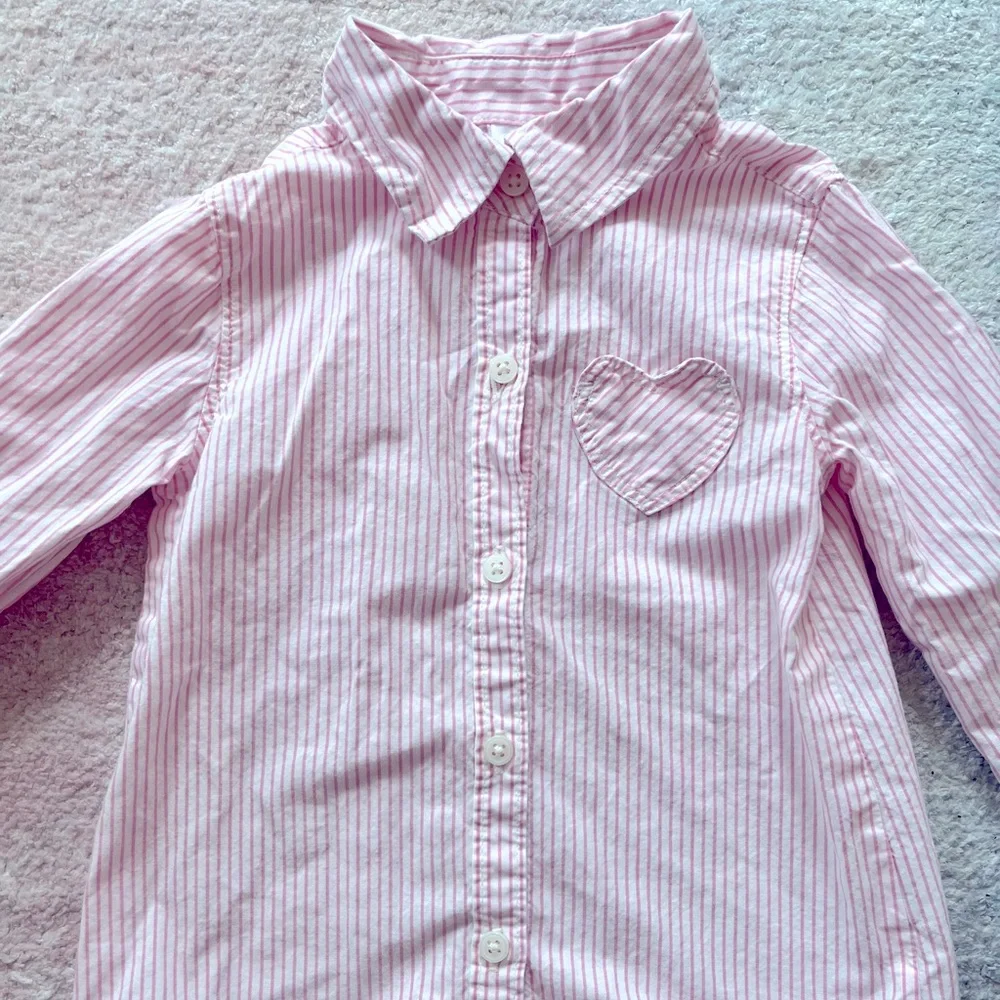 Carter’s Bundle of Pink Striped Button-Down and Denim Leggings - 3T